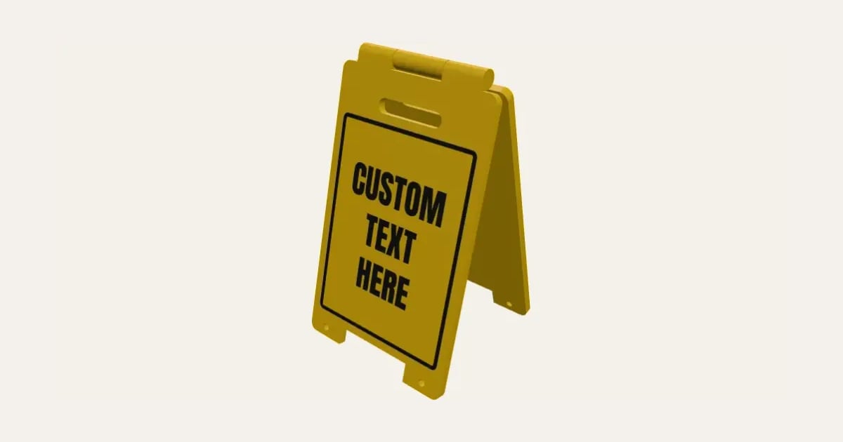 Mini A-Frame Sign: a customisable 3D print, shown at its starting settings