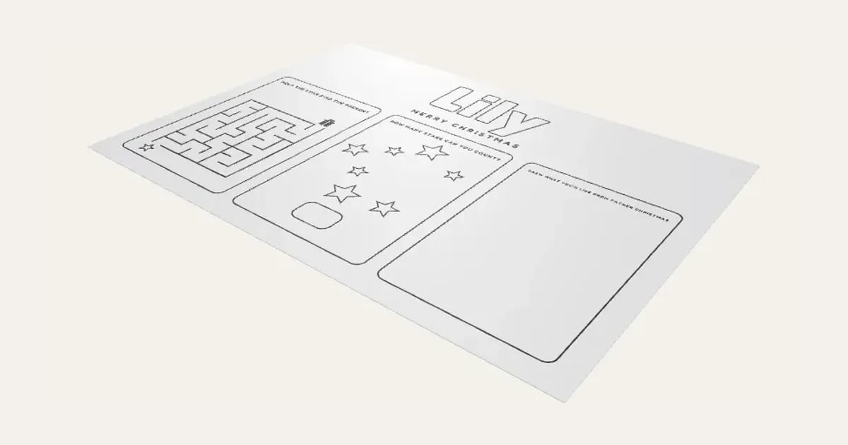 Christmas Activity Placemat: a customisable printable, shown at its starting settings