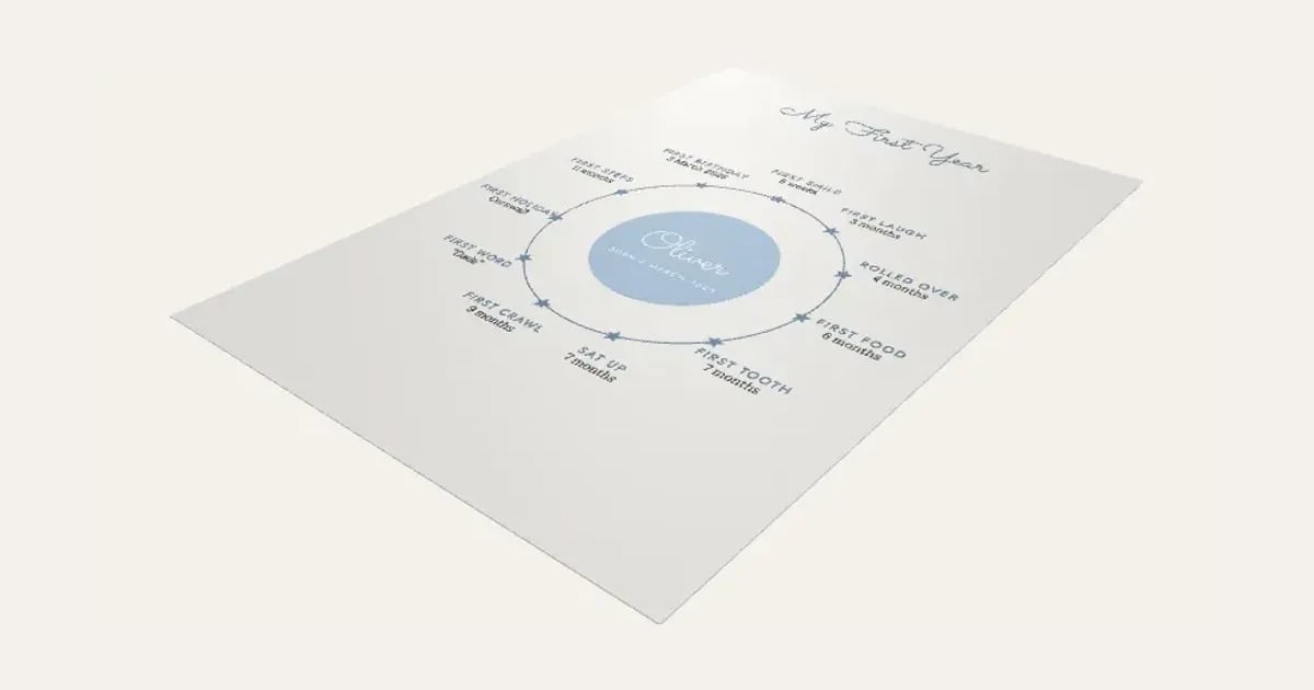 Baby's First Year Print: a customisable printable, shown at its starting settings