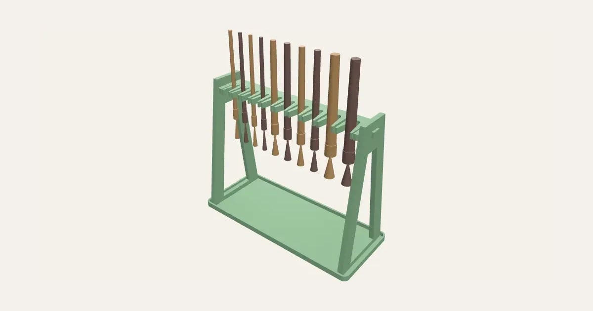 Paintbrush Drying Rack: a customisable 3D print, shown at its starting settings