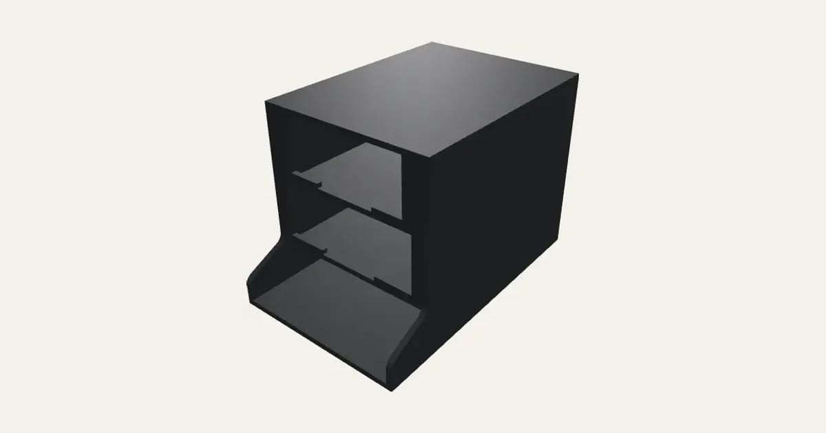 Toploader & Sleeve Vertical Desk Caddy: a customisable 3D print, shown at its starting settings