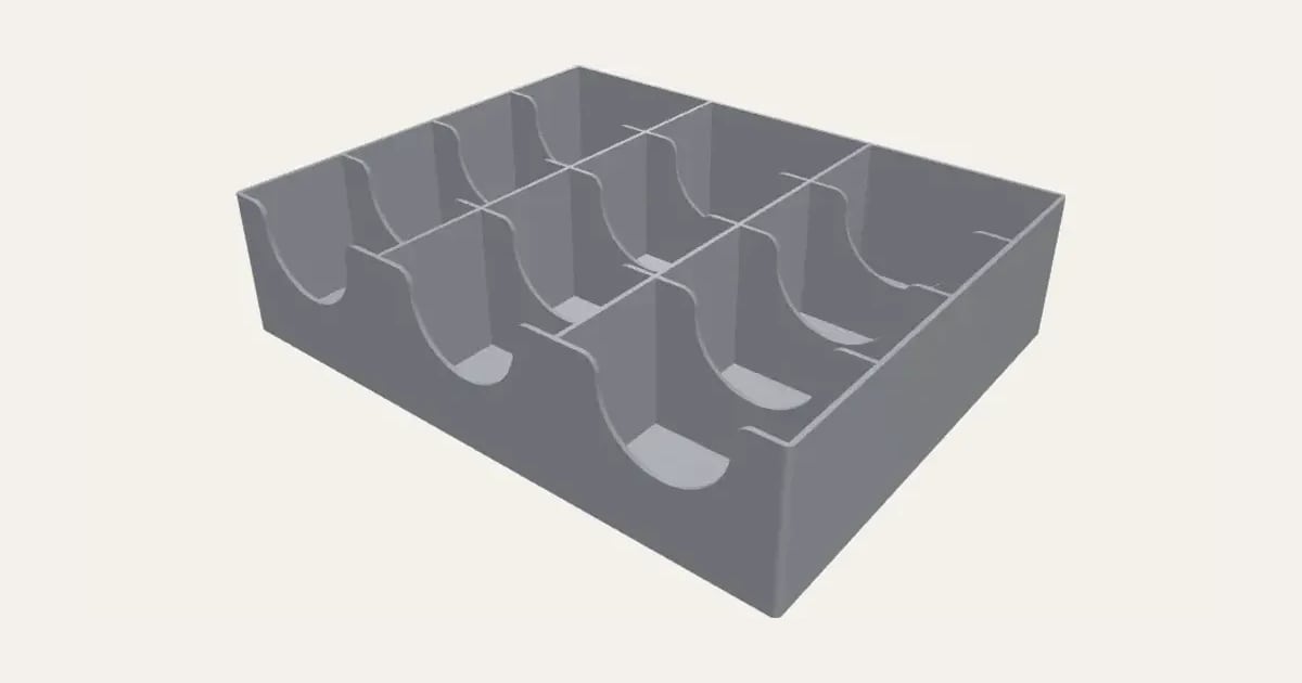 Card Sorting Tray: a customisable 3D print, shown at its starting settings