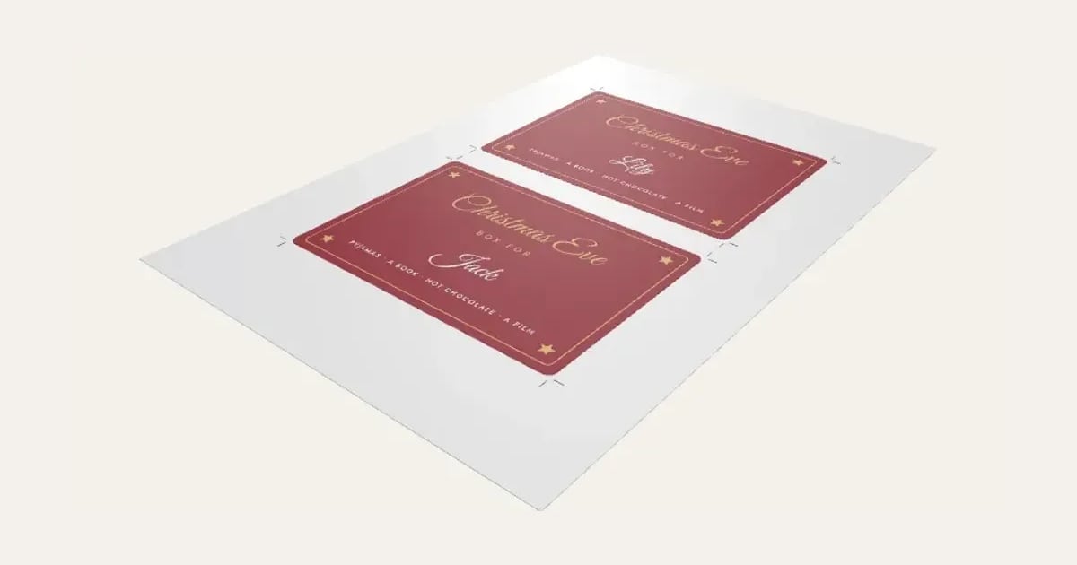 Christmas Eve Box Labels: a customisable printable, shown at its starting settings