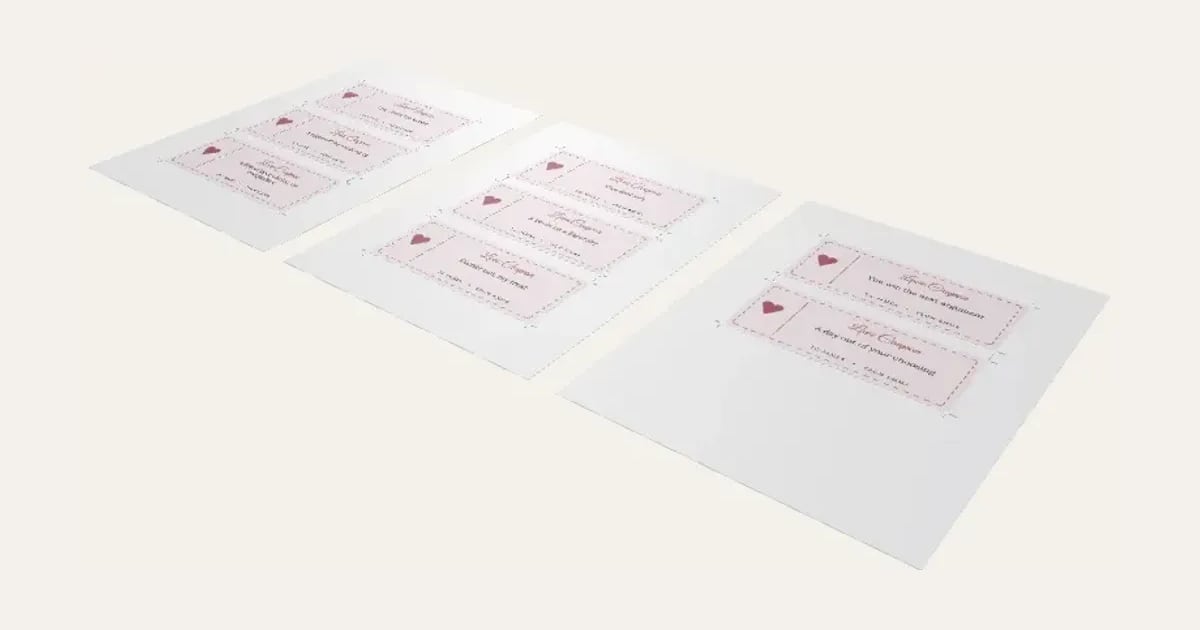 Coupon Book: a customisable printable, shown at its starting settings