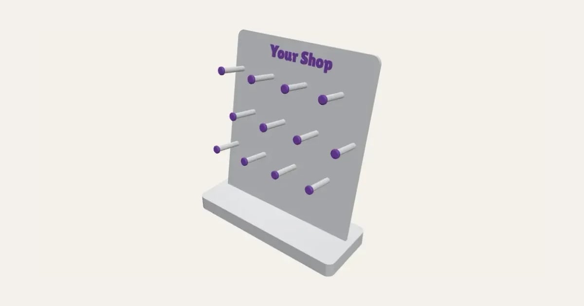 Keyring Display Rack: a customisable 3D print, shown at its starting settings