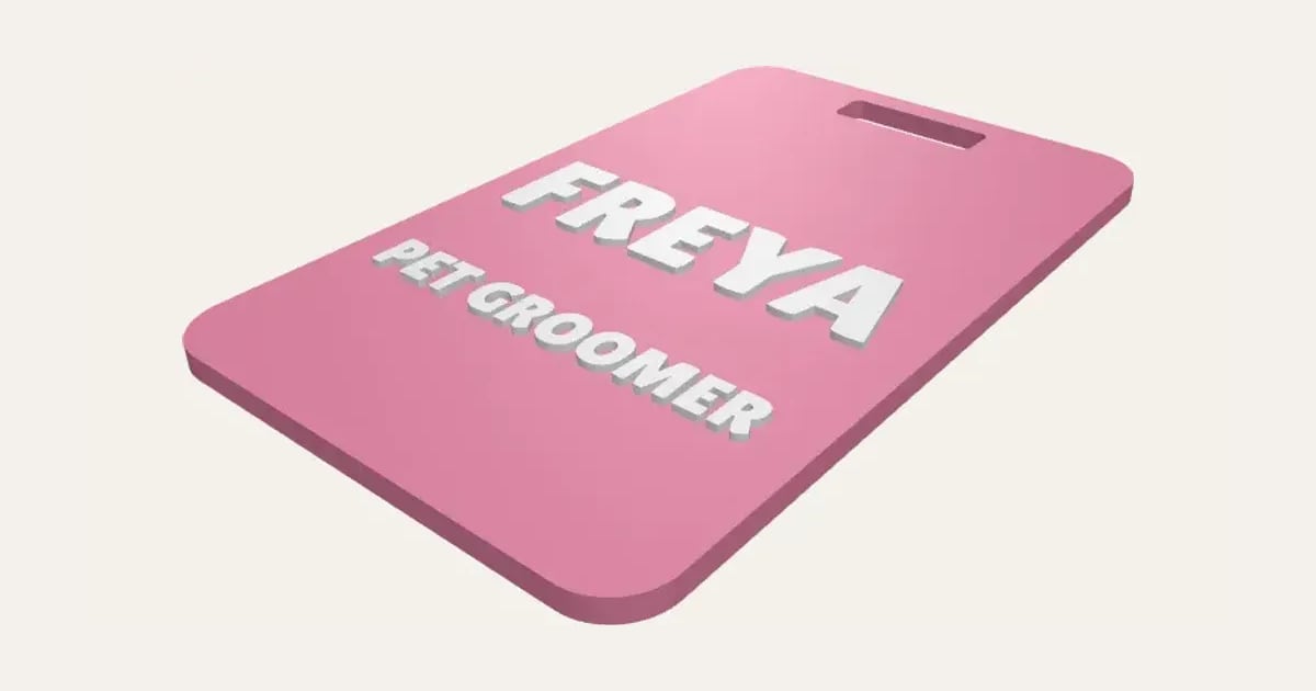 Lanyard Name Badge: a customisable 3D print, shown at its starting settings