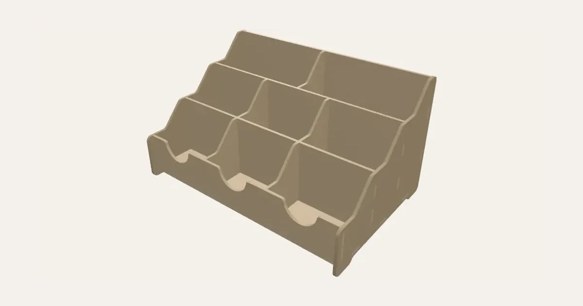 Laser-Cut Desk Organiser: a customisable printable, shown at its starting settings