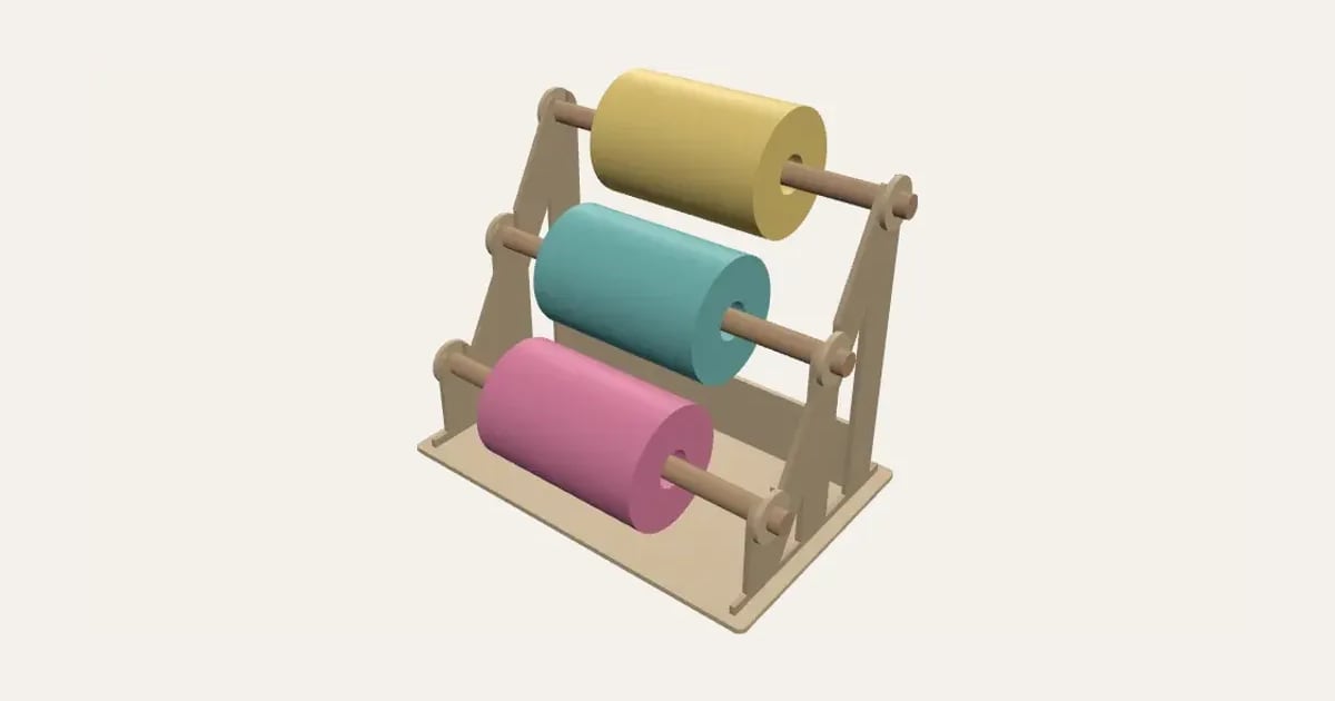 Laser-Cut Ribbon and Vinyl Roll Rack: a customisable printable, shown at its starting settings