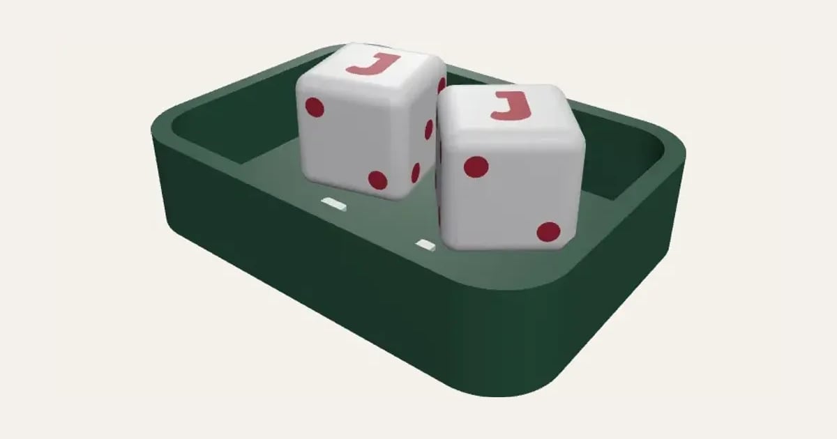 Personalised Dice and Tray: a customisable 3D print, shown at its starting settings