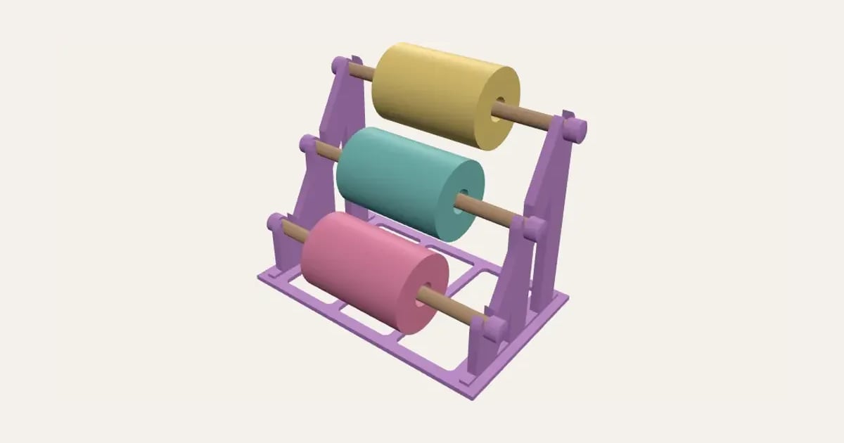 Ribbon and Vinyl Roll Rack: a customisable 3D print, shown at its starting settings