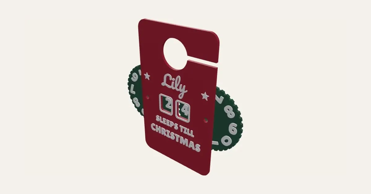 Sleeps Till Christmas Countdown: a customisable 3D print, shown at its starting settings