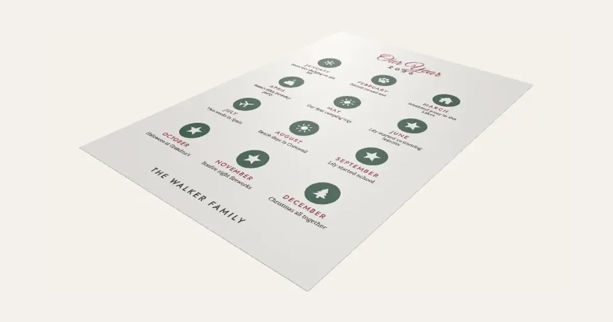 Our Year Print: a customisable printable, shown at its starting settings